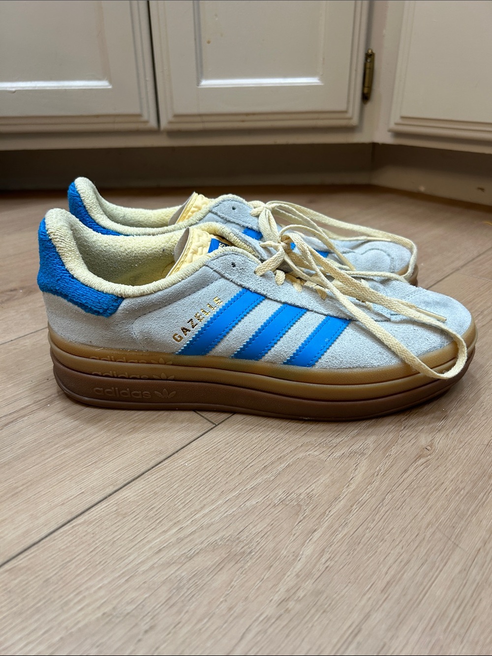 Adidas Gazelle Bold in Almost Blue Almost Yellow Size 8.5